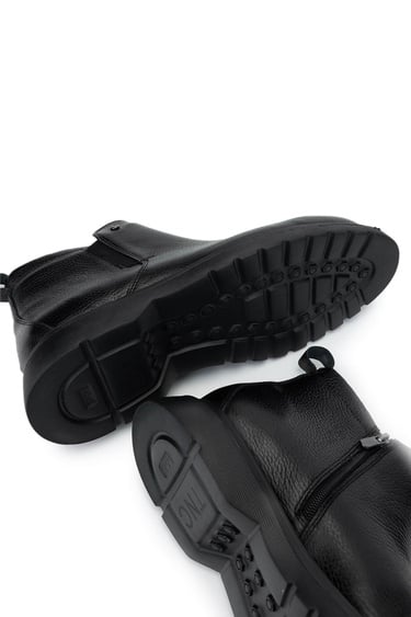  Tamer Tanca Erkek Hakiki Deri Siyah Bot Ayakkabı