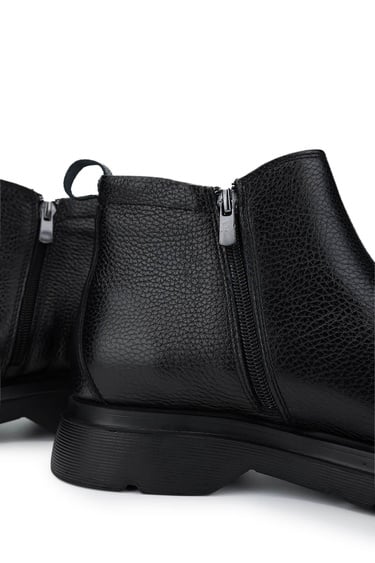  Tamer Tanca Erkek Hakiki Deri Siyah Bot Ayakkabı