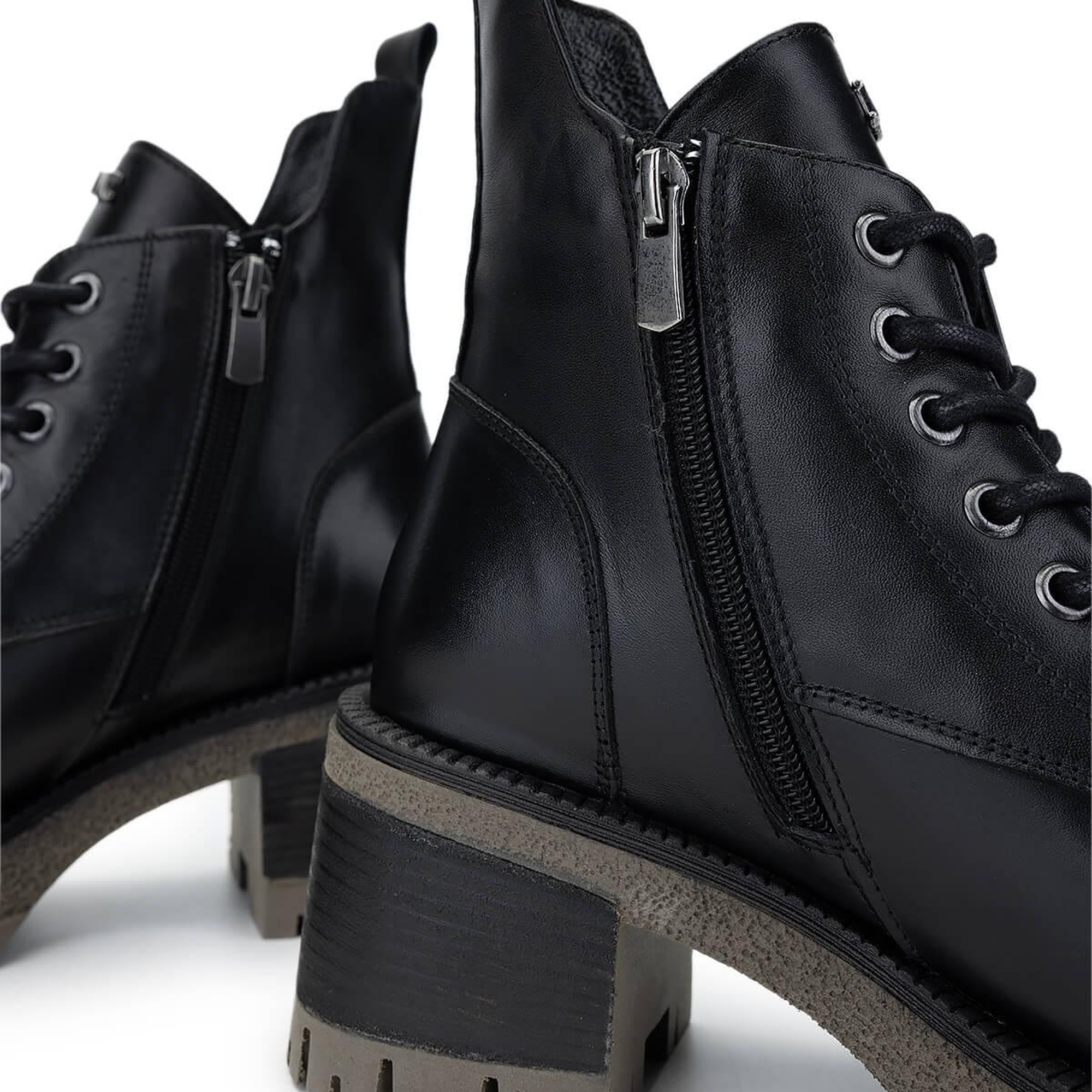 Tamer Tanca Kadın Hakiki Deri Siyah Deri Topuklu Bot