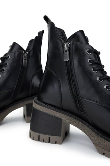  Tamer Tanca Kadın Hakiki Deri Siyah Deri Topuklu Bot