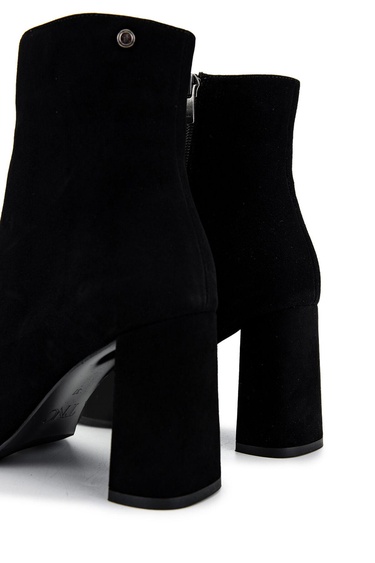  Tamer Tanca Kadın Hakiki Deri Siyah Süet Topuklu Bot