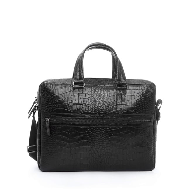  Tamer Tanca Erkek Hakiki Deri Siyah Kroko Evrak Çantası