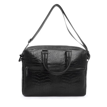  Tamer Tanca Erkek Hakiki Deri Siyah Kroko Evrak Çantası