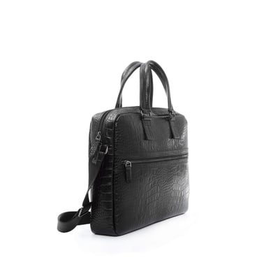  Tamer Tanca Erkek Hakiki Deri Siyah Kroko Evrak Çantası