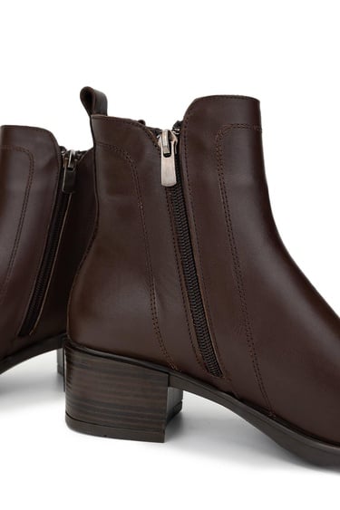  Tamer Tanca Kadın Hakiki Deri Kahverengi Topuklu Bot
