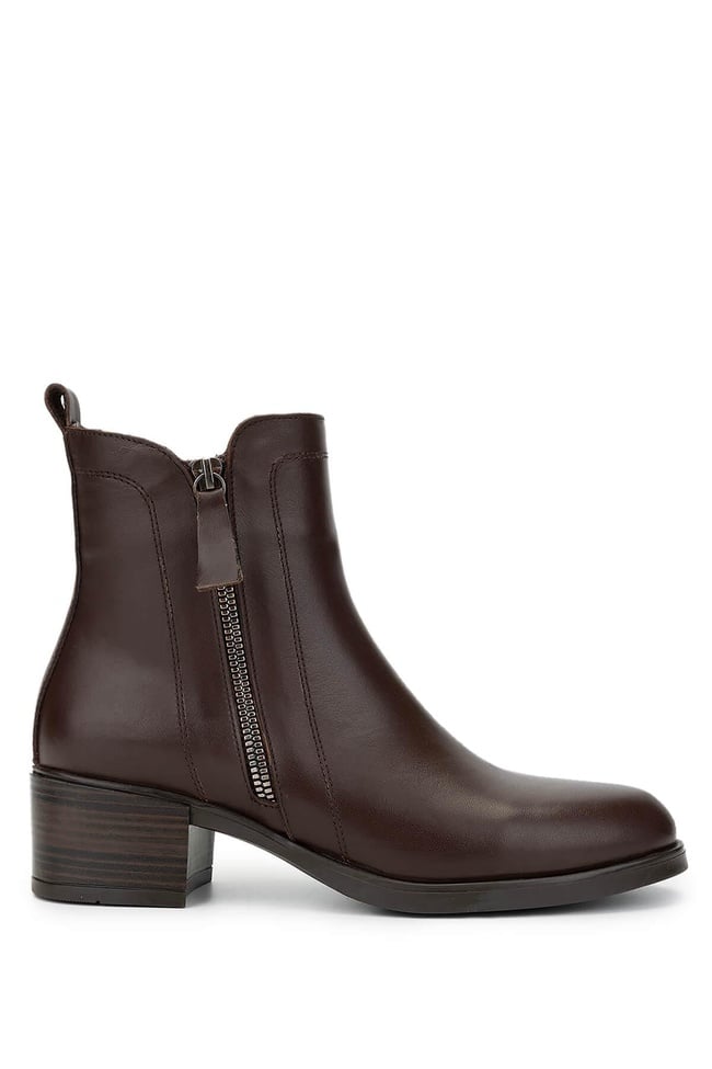  Tamer Tanca Kadın Hakiki Deri Kahverengi Topuklu Bot