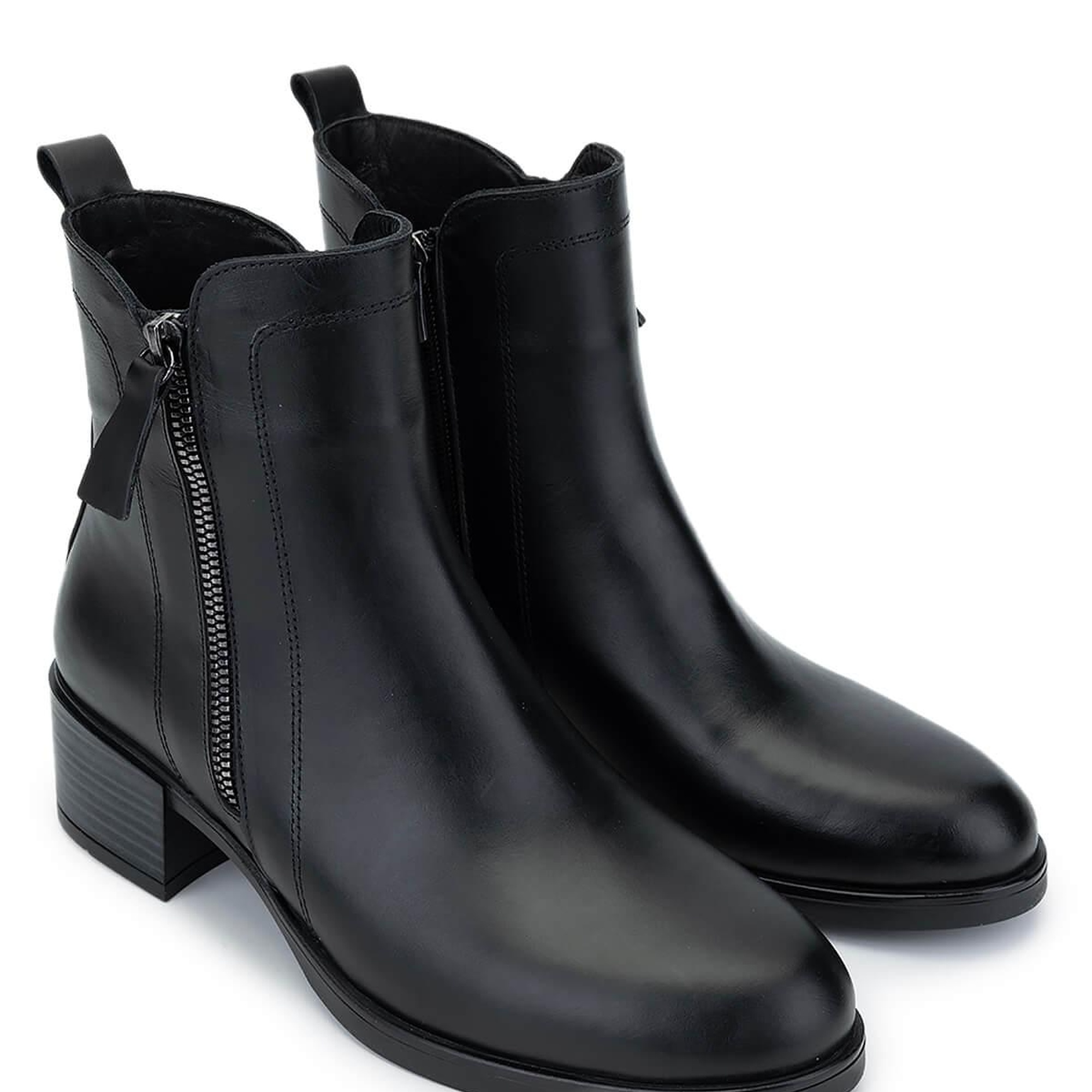 Tamer Tanca Kadın Hakiki Deri Siyah Deri Topuklu Bot