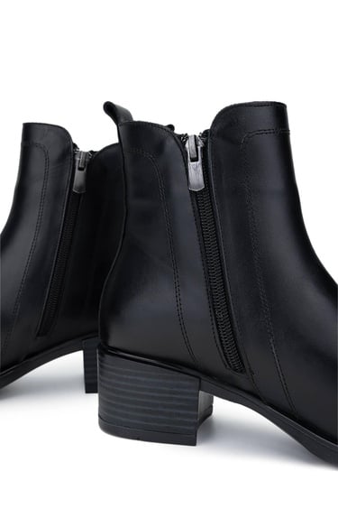  Tamer Tanca Kadın Hakiki Deri Siyah Deri Topuklu Bot