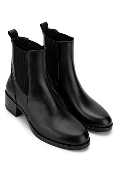  Tamer Tanca Kadın Hakiki Deri Siyah Deri Topuklu Bot