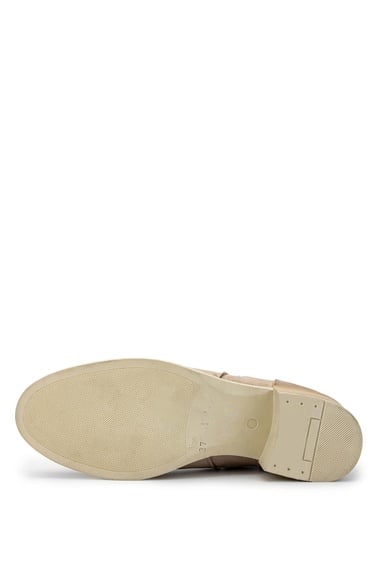  Tamer Tanca Kadın Hakiki Deri Bej Topuklu Bot