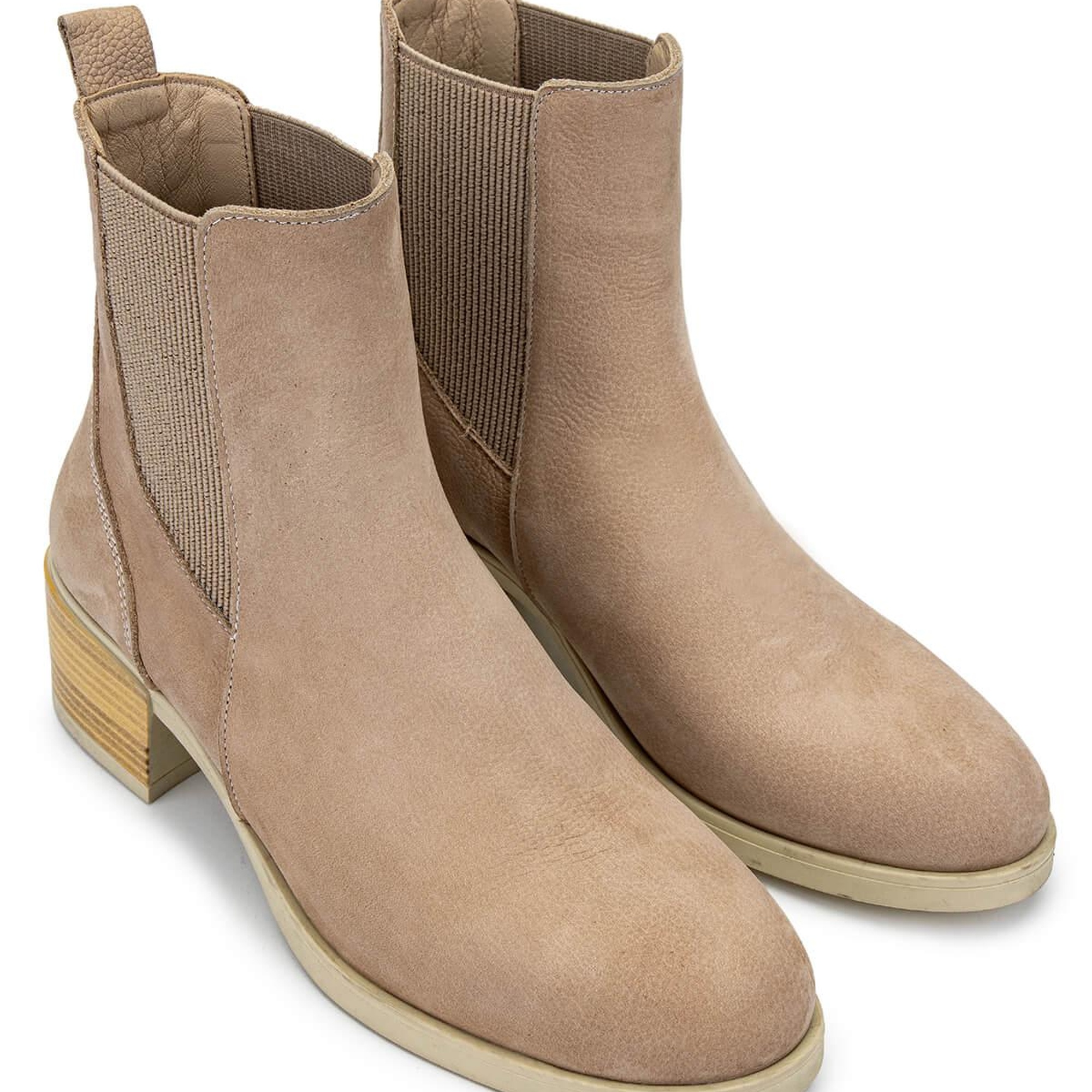 Tamer Tanca Kadın Hakiki Deri Bej Topuklu Bot