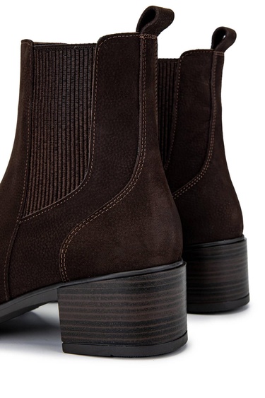  Tamer Tanca Kadın Hakiki Deri Kahverengi Nubuk Topuklu Bot