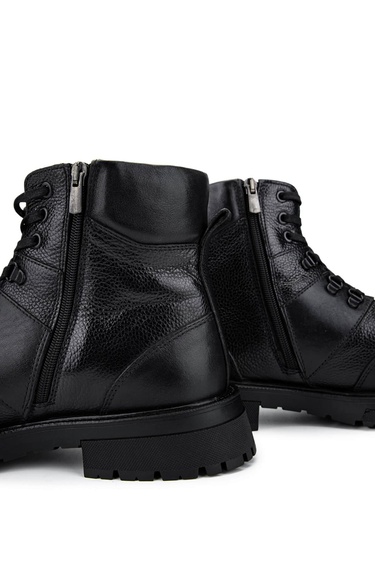  Tamer Tanca Erkek Hakiki Deri Siyah Casual Bot