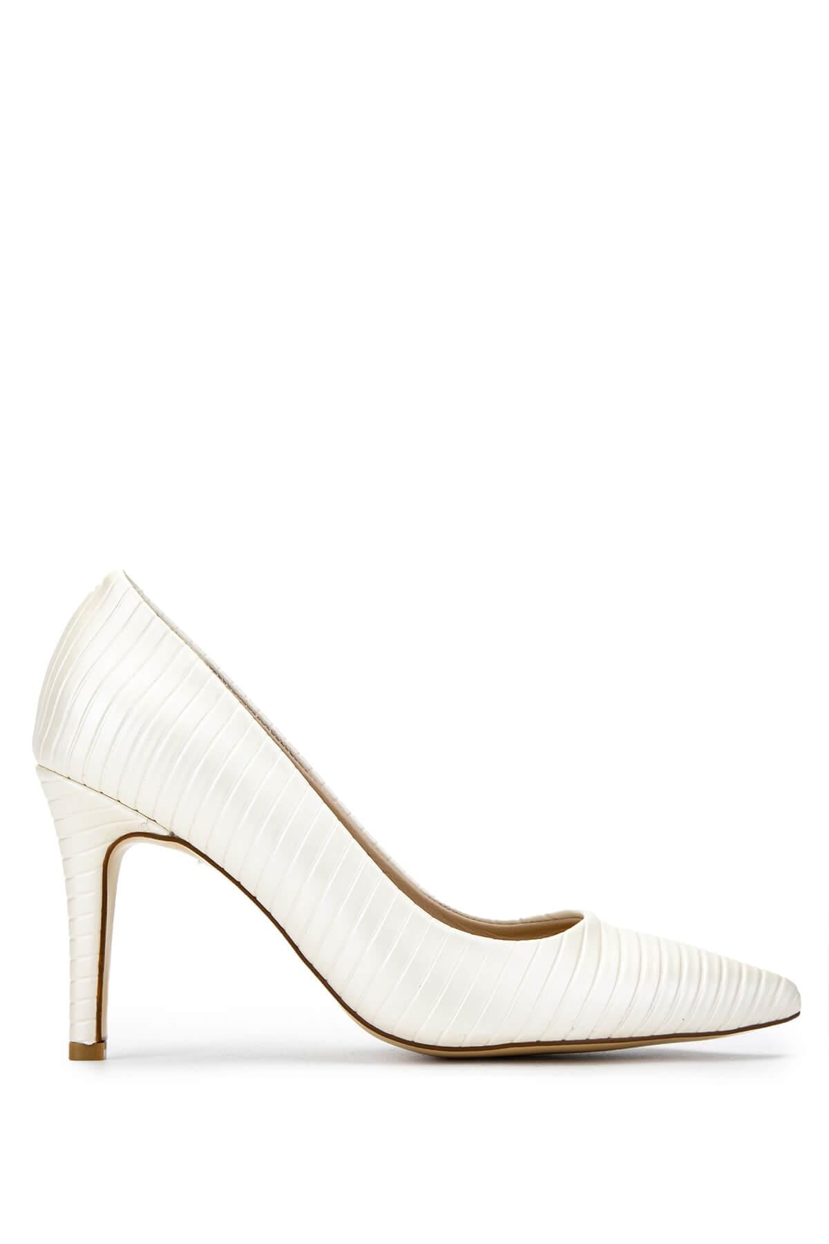  Tamer Tanca Kadın Hakiki Deri Beyaz Stiletto Ayakkabı