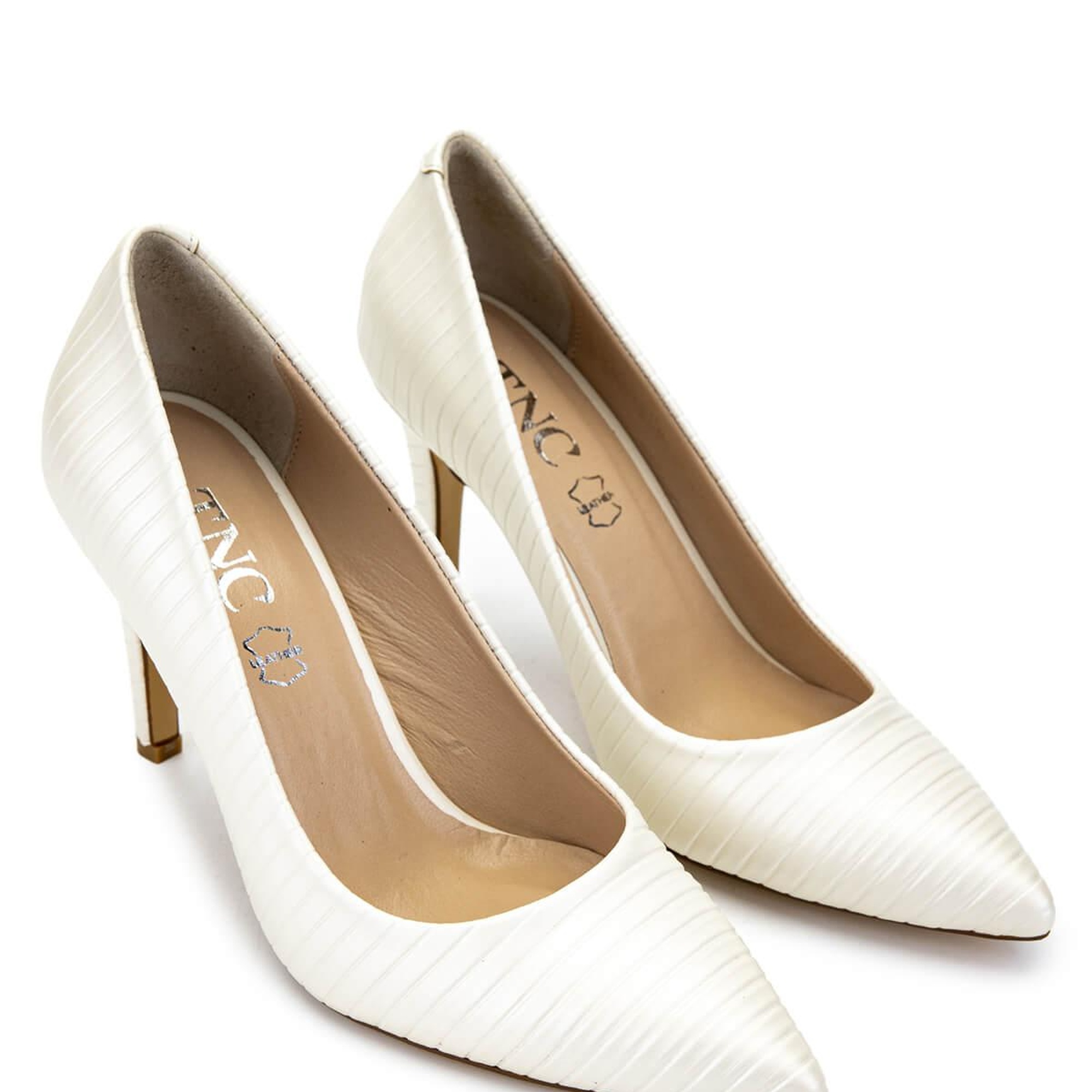 Tamer Tanca Kadın Hakiki Deri Beyaz Stiletto Ayakkabı