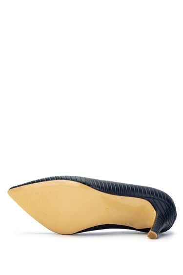  Tamer Tanca Kadın Hakiki Deri Lacivert Stiletto Ayakkabı