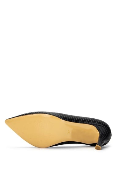  Tamer Tanca Kadın Hakiki Deri Siyah Stiletto Ayakkabı