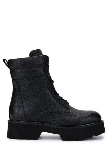  Tamer Tanca Kadın Hakiki Deri Siyah Floter Casual Bot