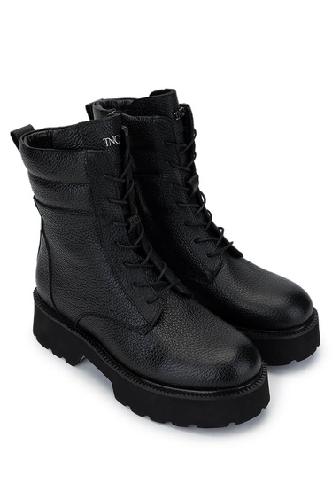  Tamer Tanca Kadın Hakiki Deri Siyah Floter Casual Bot