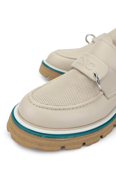  Tamer Tanca Kadın Hakiki Deri Koyu Bej Loafer Ayakkabı