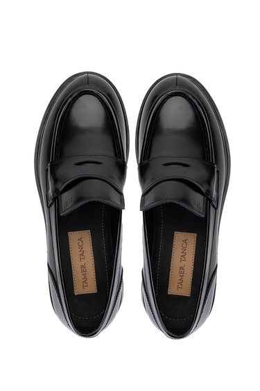  Tamer Tanca Erkek Hakiki Deri Siyah Açma Loafer Ayakkabı