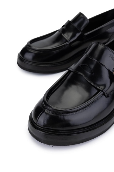  Tamer Tanca Erkek Hakiki Deri Siyah Açma Loafer Ayakkabı