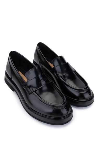  Tamer Tanca Erkek Hakiki Deri Siyah Açma Loafer Ayakkabı