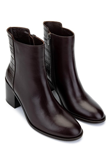  Tamer Tanca Kadın Hakiki Deri Kahverengi Topuklu Bot