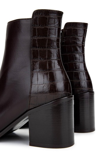  Tamer Tanca Kadın Hakiki Deri Kahverengi Topuklu Bot