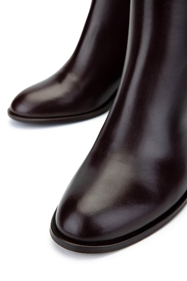  Tamer Tanca Kadın Hakiki Deri Kahverengi Topuklu Bot