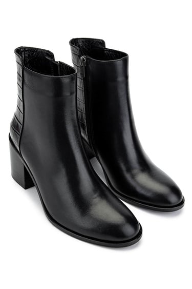  Tamer Tanca Kadın Hakiki Deri Siyah Topuklu Bot