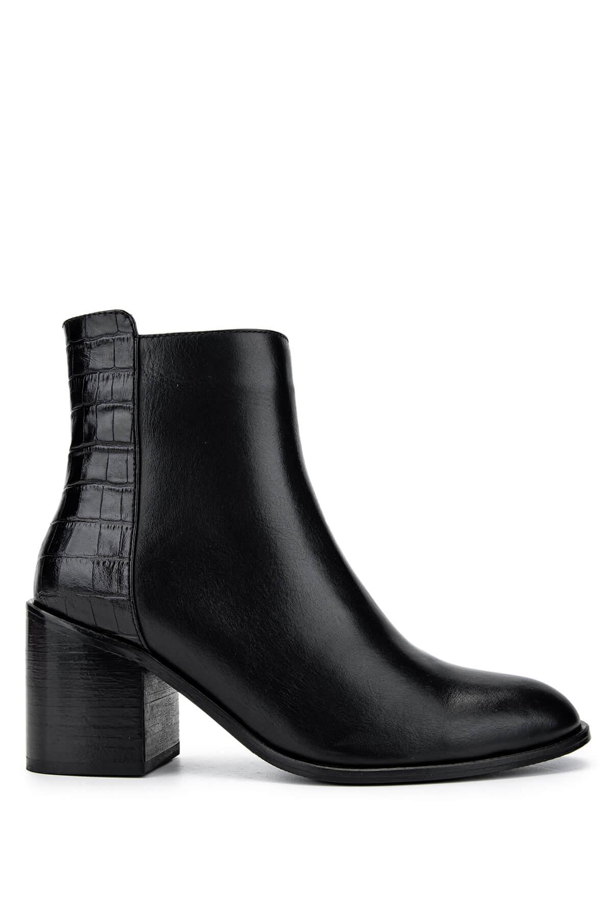  Tamer Tanca Kadın Hakiki Deri Siyah Topuklu Bot