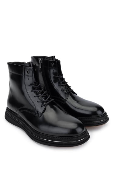  Tamer Tanca Erkek Hakiki Deri Siyah Açma Postal Bot