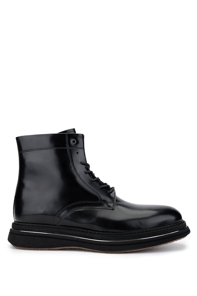  Tamer Tanca Erkek Hakiki Deri Siyah Açma Postal Bot