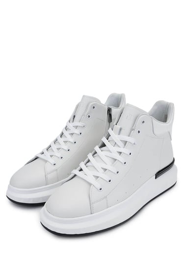  Tamer Tanca Erkek Hakiki Deri Beyaz Bot Ayakkabı