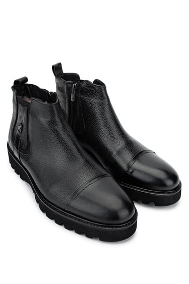  Tamer Tanca Erkek Hakiki Deri Siyah Klasik Bot