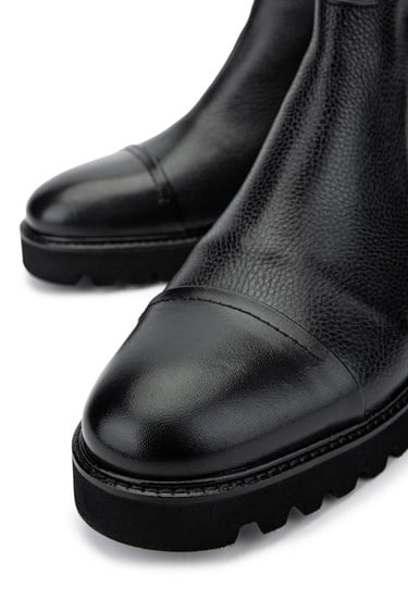  Tamer Tanca Erkek Hakiki Deri Siyah Klasik Bot