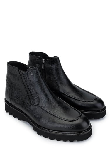  Tamer Tanca Erkek Hakiki Deri Siyah Klasik Bot