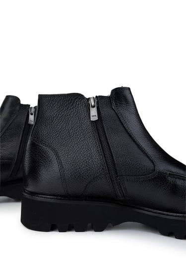  Tamer Tanca Erkek Hakiki Deri Siyah Klasik Bot