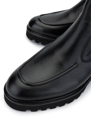  Tamer Tanca Erkek Hakiki Deri Siyah Klasik Bot