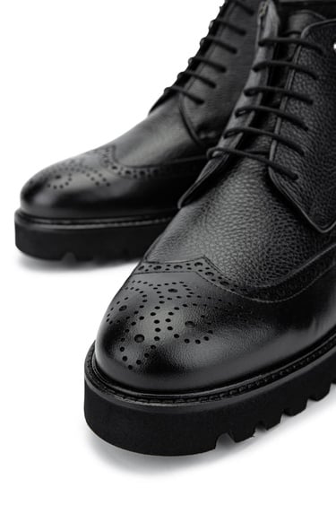 Tamer Tanca Erkek Hakiki Deri Siyah Klasik Bot