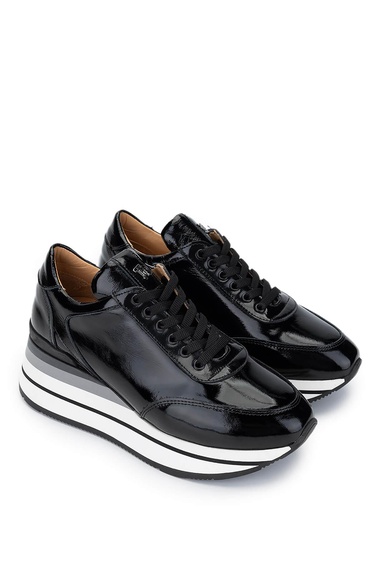  Tamer Tanca Kadın Hakiki Deri Siyah Rugan Sneakers & Spor Ayakkabı