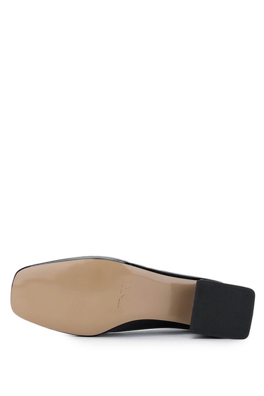  Tamer Tanca Kadın Vegan Siyah Rugan Topuklu Ayakkabı