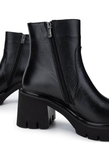  Tamer Tanca Kadın Hakiki Deri Siyah Floter Casual Bot