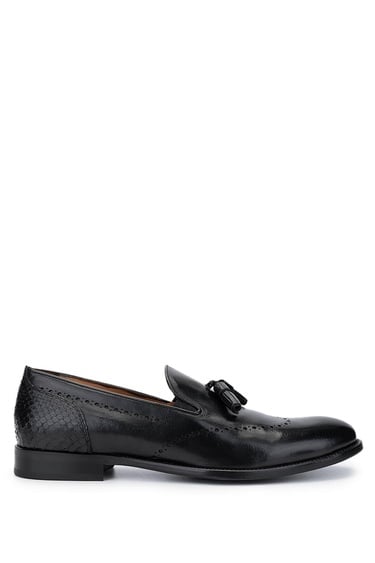  Tamer Tanca Erkek Hakiki Deri Siyah Bufalo Makosen Ayakkabı