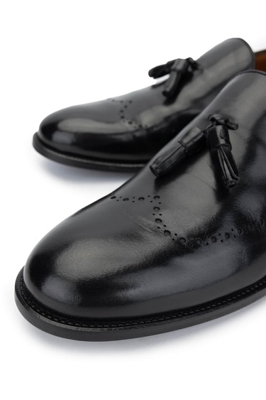  Tamer Tanca Erkek Hakiki Deri Siyah Bufalo Makosen Ayakkabı