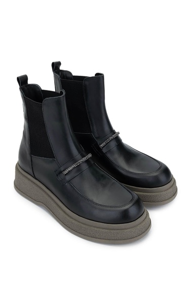  Tamer Tanca Kadın Hakiki Deri Siyah Deri Casual Bot