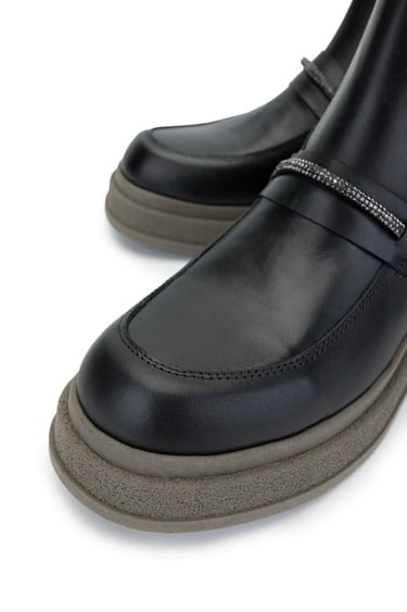  Tamer Tanca Kadın Hakiki Deri Siyah Deri Casual Bot