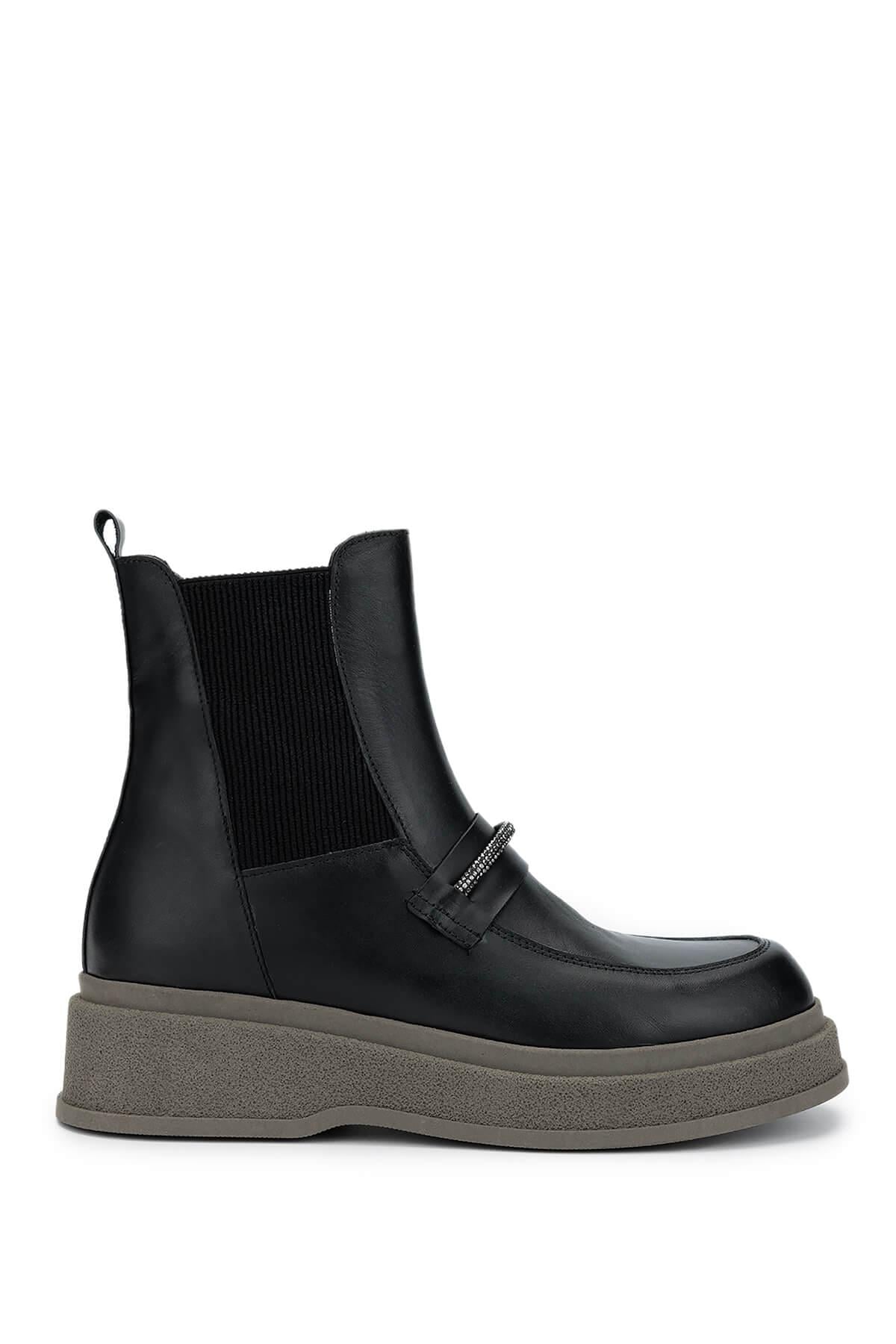  Tamer Tanca Kadın Hakiki Deri Siyah Deri Casual Bot