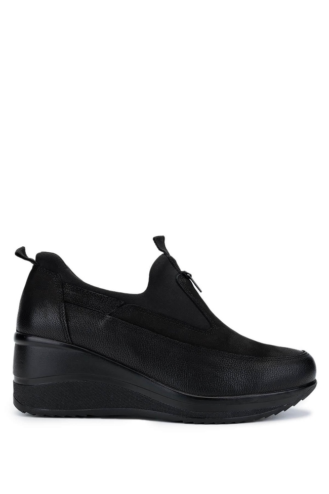  Tamer Tanca Kadın Hakiki Deri Siyah Nubuk Casual Ayakkabı